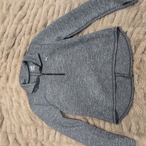 Puma Nocturnal Womens Sz Large 3/4 zip Training Sweater Jacket Grey Thumb Hole